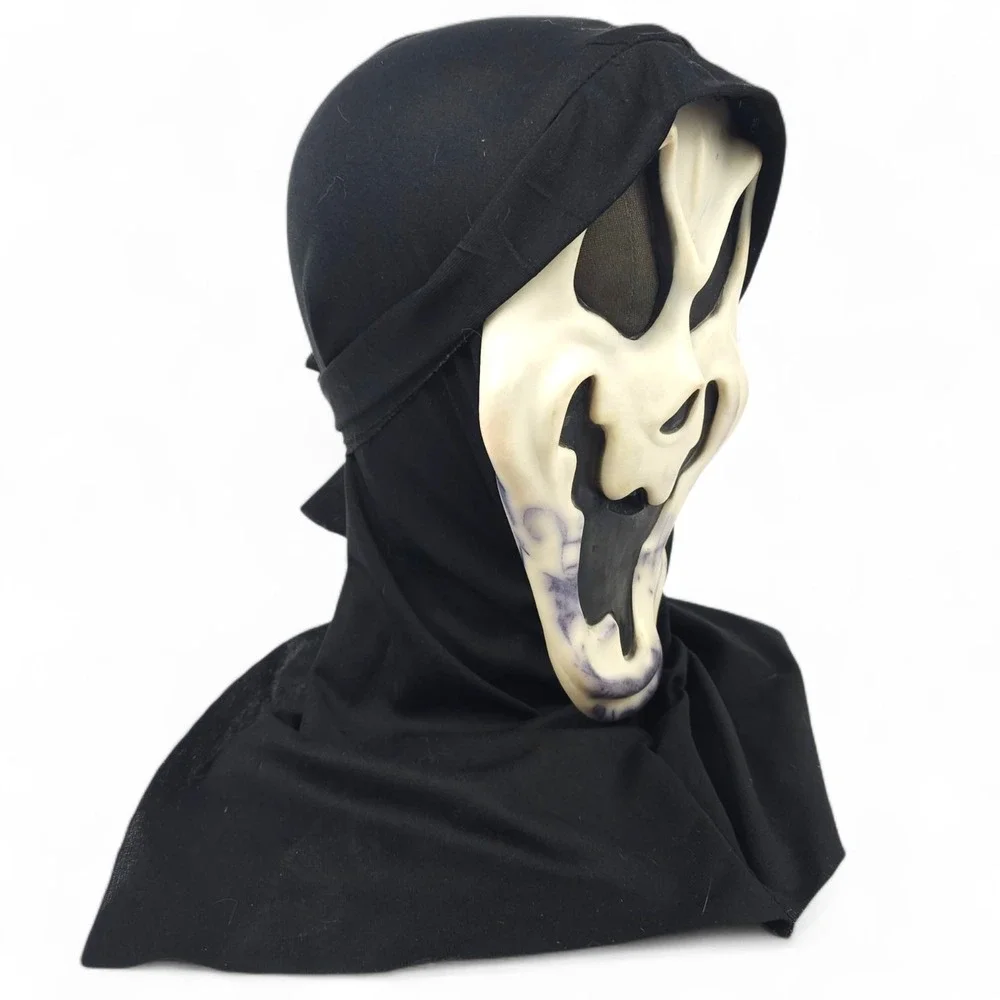 VTG Fun World Ghoul Smiley Ghost Face Mask Scream Halloween Shroud Costume Rare